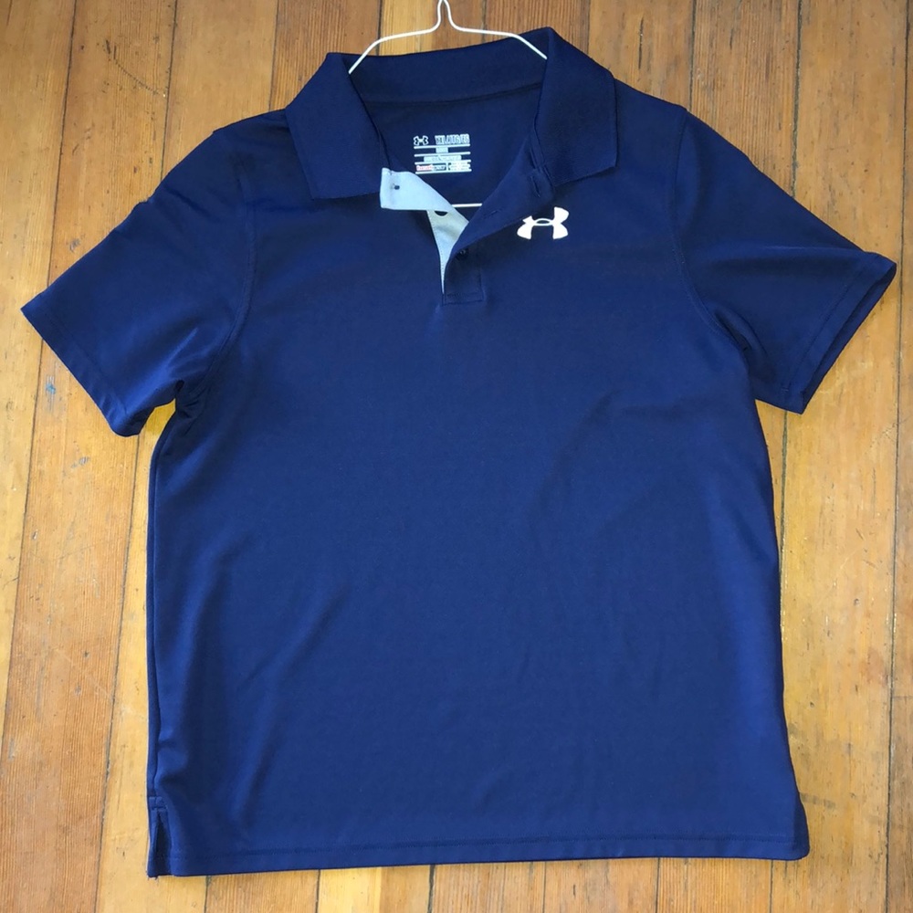 Boys loose fit navy golf shirt